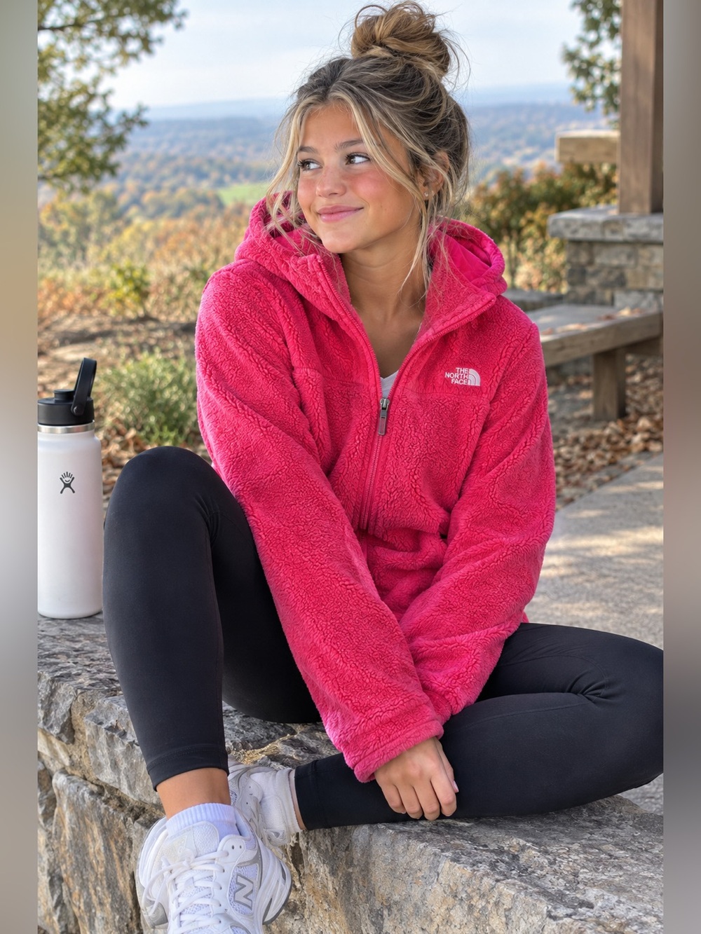 The North Face Hot Pink Fleece Jacket with Hood